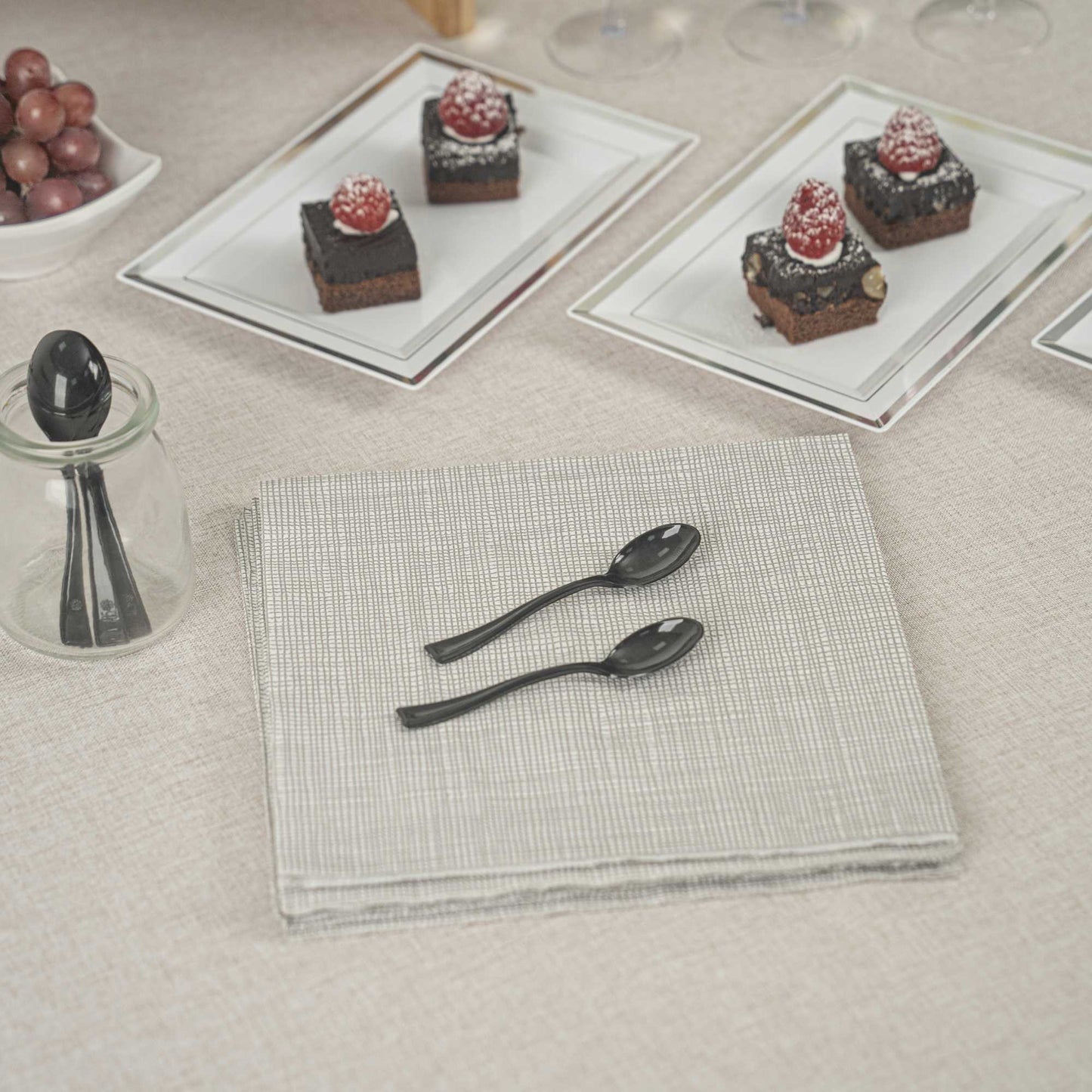 Mini Serve Black Plastic Mini Spoon - 4" - 100 count box