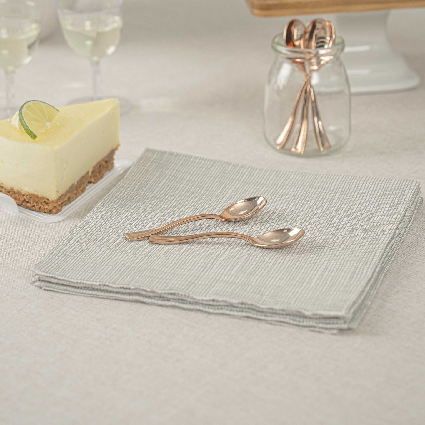 Mini Serve Rose Gold Plastic Mini Spoon - 4" - 100 count box