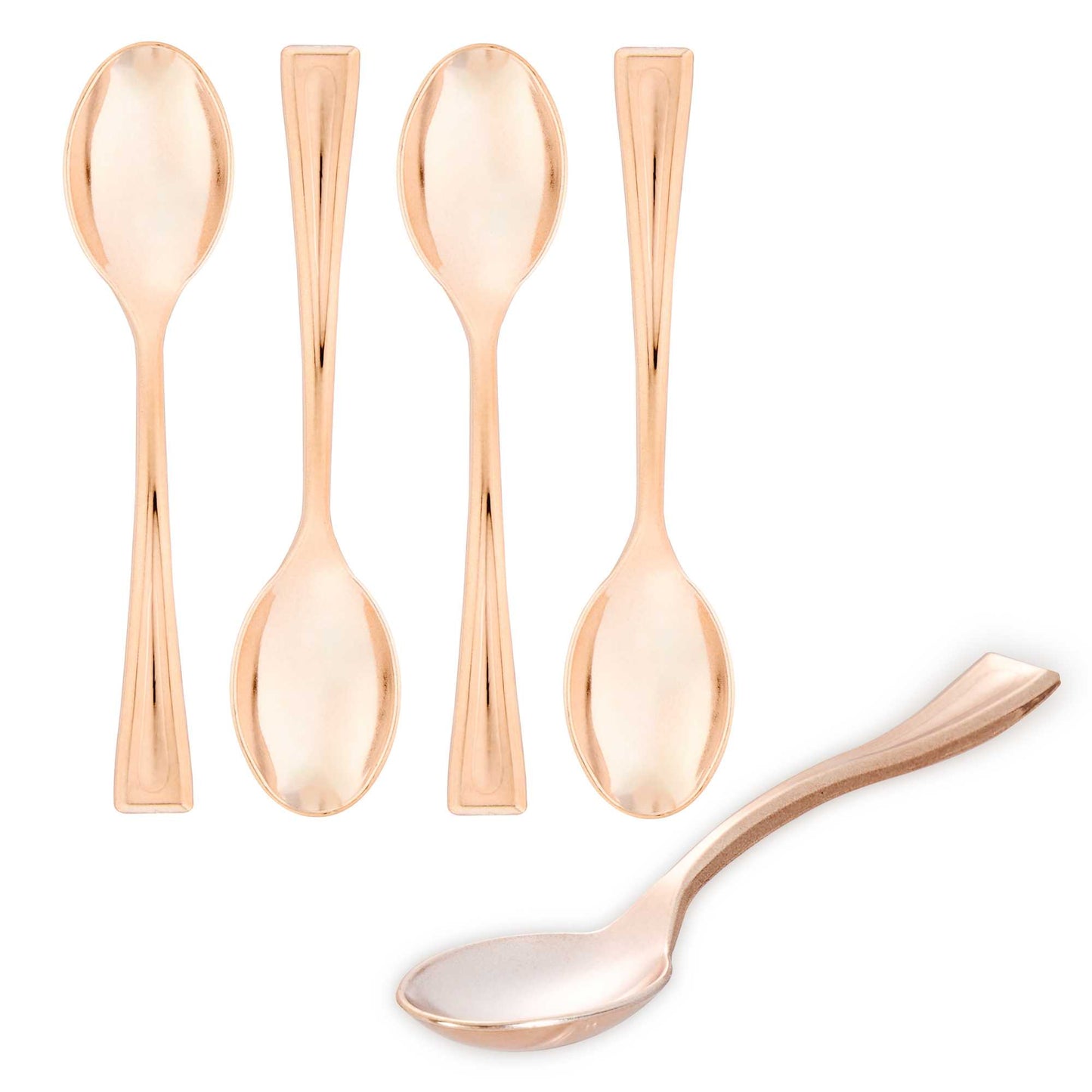 Mini Serve Rose Gold Plastic Mini Spoon - 4" - 500 count box