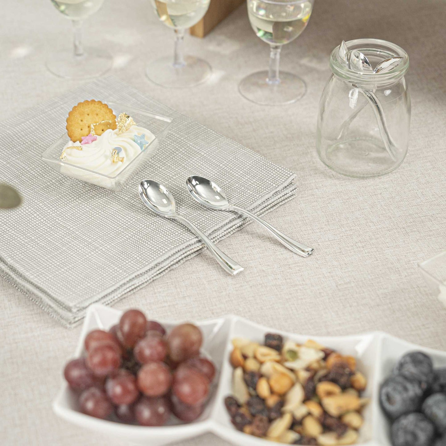 Mini Serve Silver Plastic Mini Spoon - 4" - 500 count box