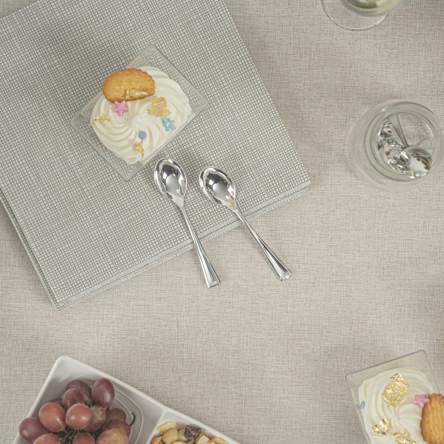 Mini Serve Silver Plastic Mini Spoon - 4" - 500 count box
