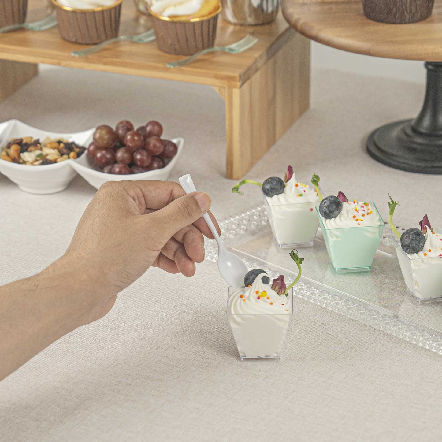 Mini Serve White Plastic Mini Spoon - 4" - 100 count box