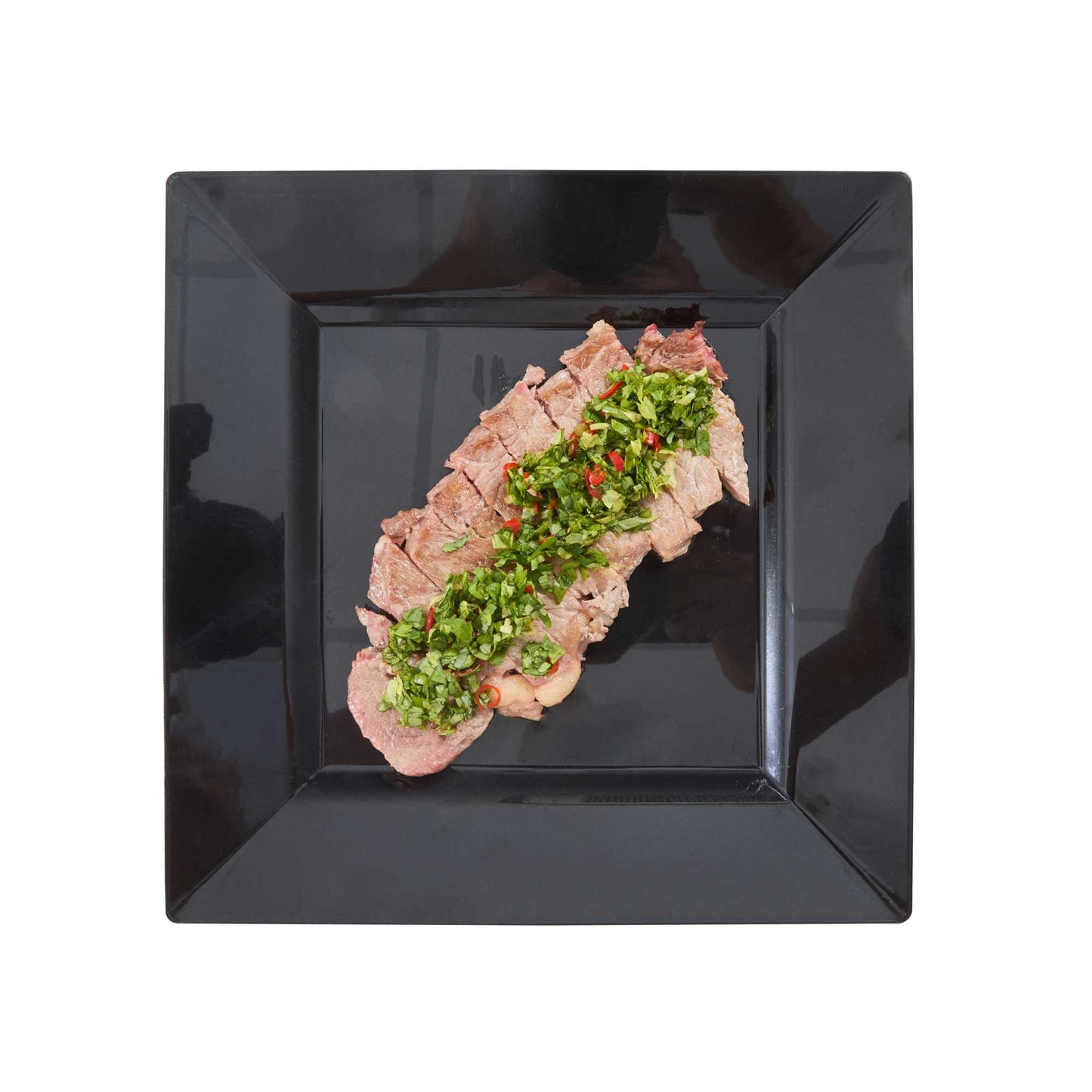 Maxi Serve Square Black Plastic Modern Plate - 9 1/2" x 9 1/2" x 1/2" - 100 count box