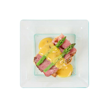 Mini Serve Square Seagreen Plastic Plate - 4 1/4" x 4 1/4" x 1/2" - 100 count box
