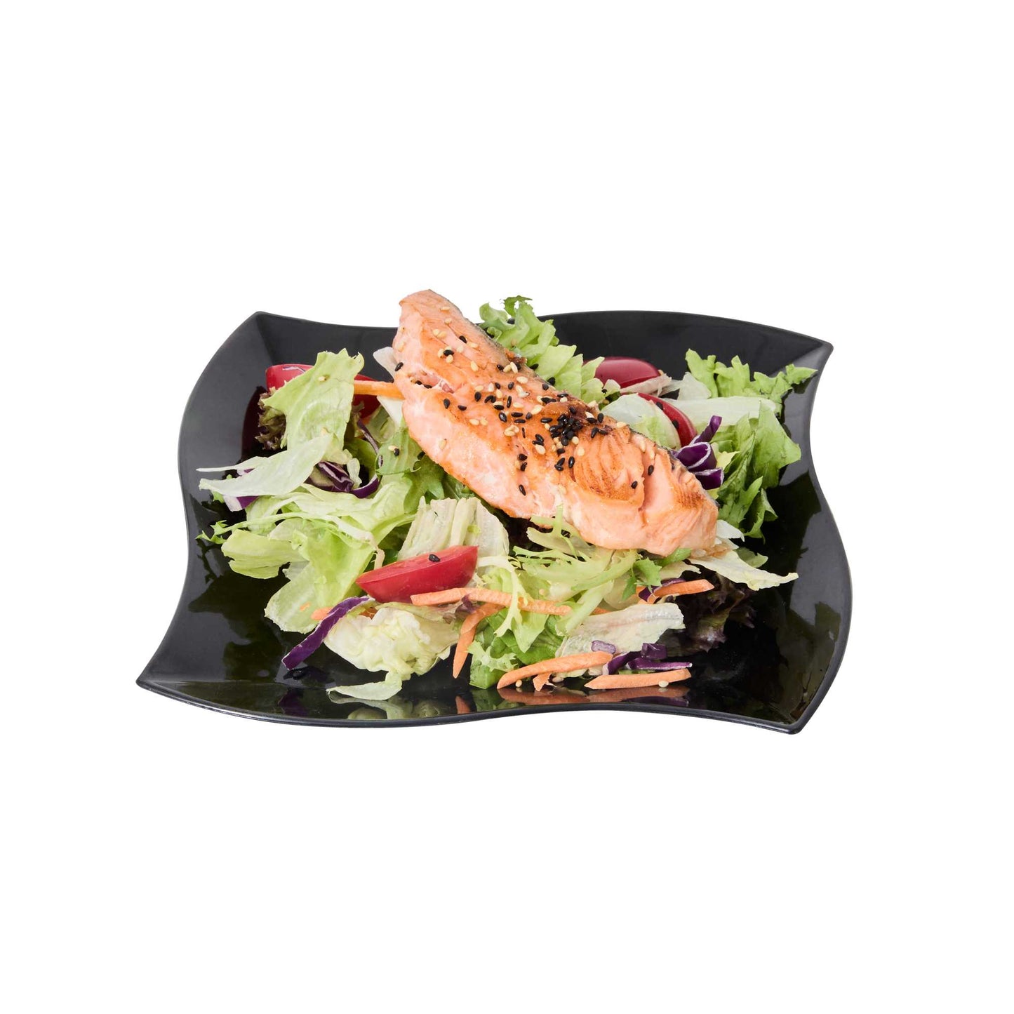 Maxi Serve Square Black Plastic Medium Aqua Plate - 7" x 7" x 1/2" - 100 count box