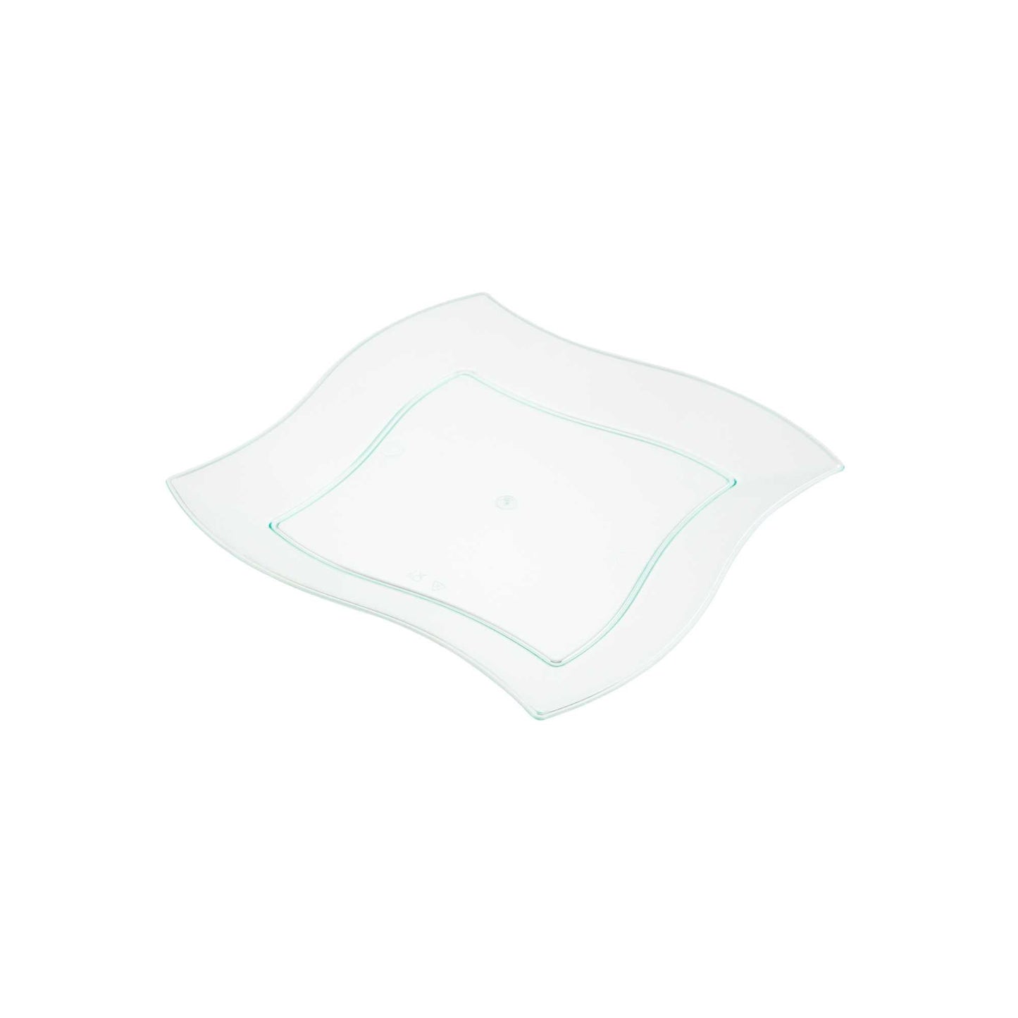 Maxi Serve Square Seagreen Plastic Medium Aqua Plate - 7" x 7" x 1/2" - 100 count box
