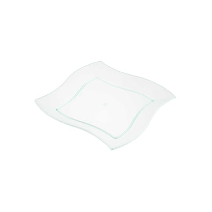 Maxi Serve Square Seagreen Plastic Medium Aqua Plate - 7" x 7" x 1/2" - 100 count box