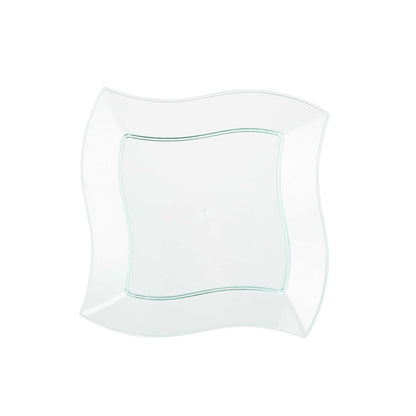 Maxi Serve Square Seagreen Plastic Medium Aqua Plate - 7" x 7" x 1/2" - 100 count box
