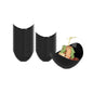 Mini Serve 2 oz Oval Black Plastic Alato Tasting Dish - 3 1/2" x 2 3/4" x 1 3/4" - 100 count box