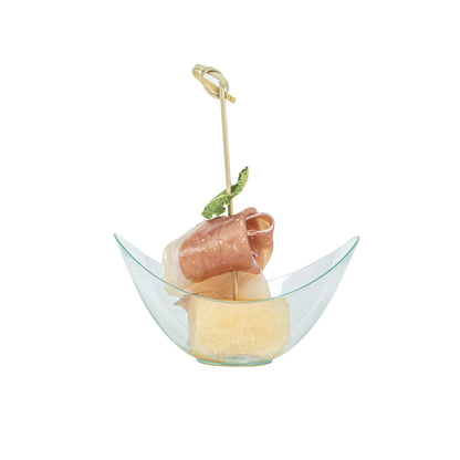 Mini Serve 2 oz Oval Seagreen Plastic Alato Tasting Dish - 3 1/2" x 2 3/4" x 1 3/4" - 100 count box