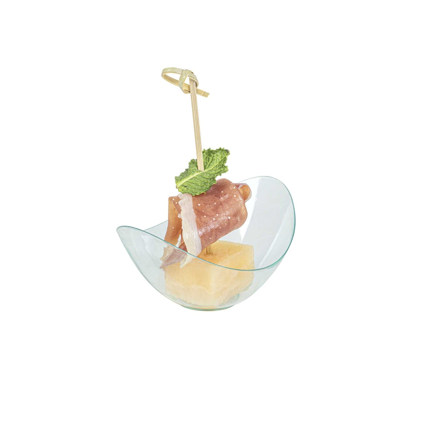 Mini Serve 2 oz Oval Seagreen Plastic Alato Tasting Dish - 3 1/2" x 2 3/4" x 1 3/4" - 100 count box