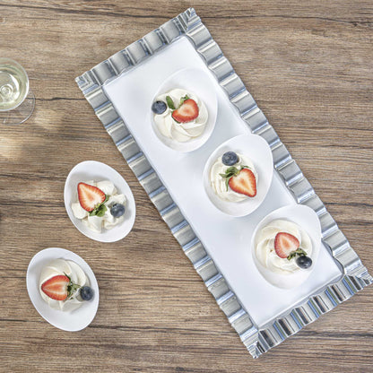 Mini Serve 2 oz Oval White Plastic Alato Tasting Dish - 3 1/2" x 2 3/4" x 1 3/4" - 100 count box