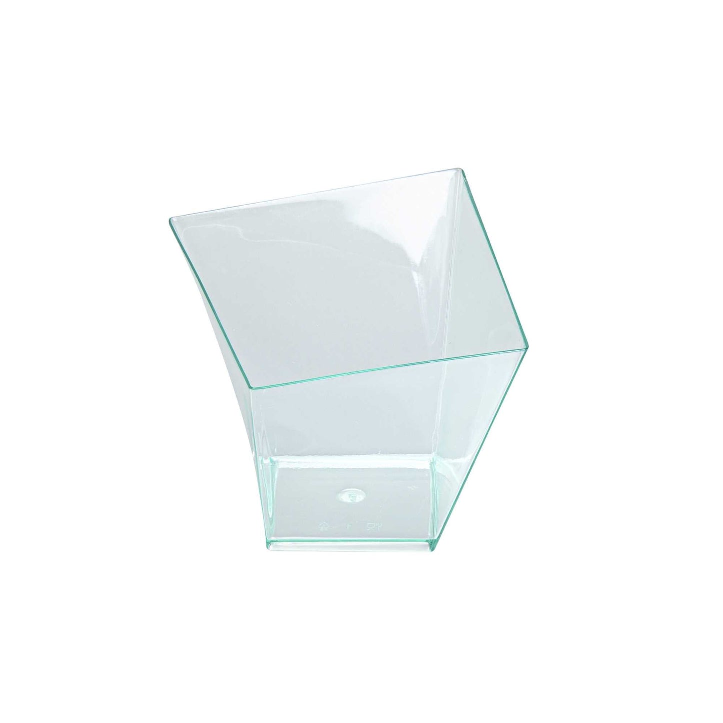 Mini Serve 6 oz Square Seagreen Plastic Large Girata Dish - 3 1/4" x 2 3/4" x 3" - 100 count box
