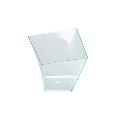 Mini Serve 6 oz Square Seagreen Plastic Large Girata Dish - 3 1/4" x 2 3/4" x 3" - 100 count box