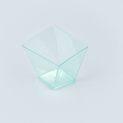 Mini Serve 6 oz Square Seagreen Plastic Large Girata Dish - 3 1/4" x 2 3/4" x 3" - 100 count box