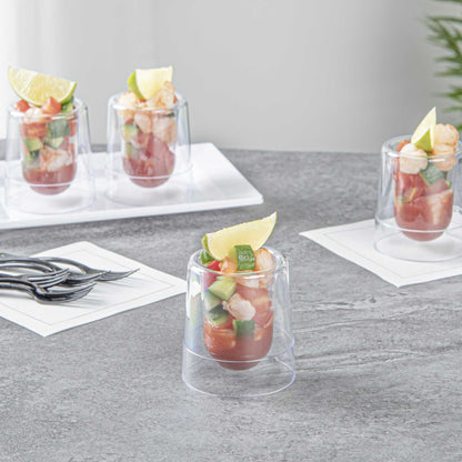 Mini Serve 2 oz Round Clear Plastic Double Walled Cup - 2" x 2" x 2 1/2" - 100 count box