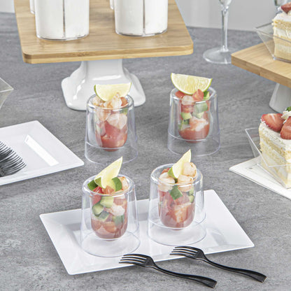 Mini Serve 2 oz Round Clear Plastic Double Walled Cup - 2" x 2" x 2 1/2" - 100 count box