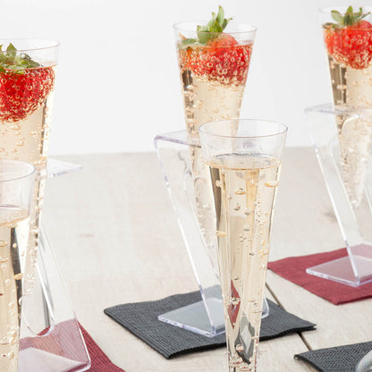 Bev Tek 4 oz Clear Plastic Medium Champagne Flute - Stand Sold Separately - 5 1/2" x 2" x 2" - 100 count box