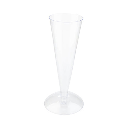 Bev Tek 3 oz Round Clear Plastic Long Champagne Flute - Stand Sold Separately - 6" x 1 1/2" x 1 1/2" - 100 count box