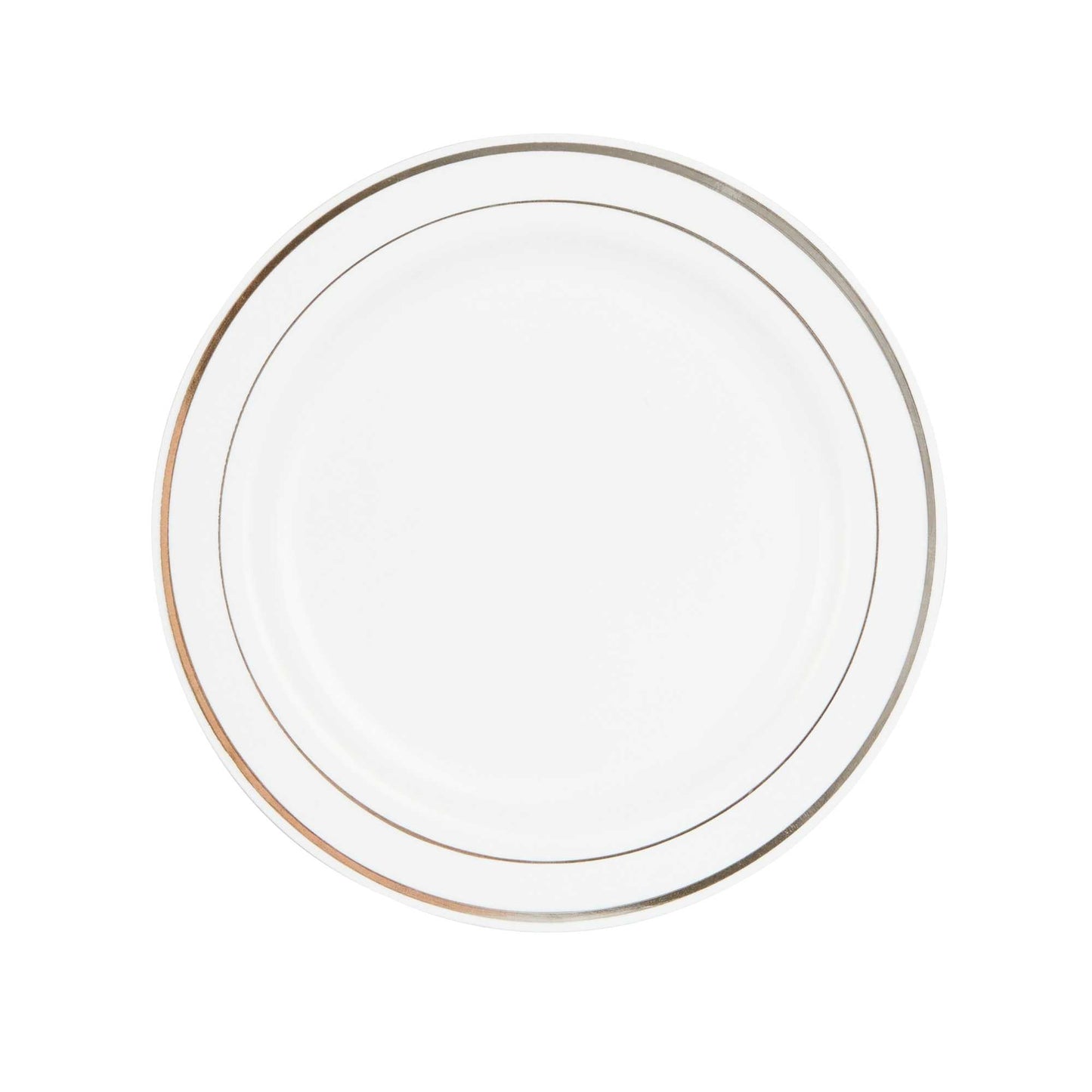 Maxi Serve Round White Plastic Silver-Rimmed Plate - 7 1/2" x 7 1/2" x 1/2" - 100 count box