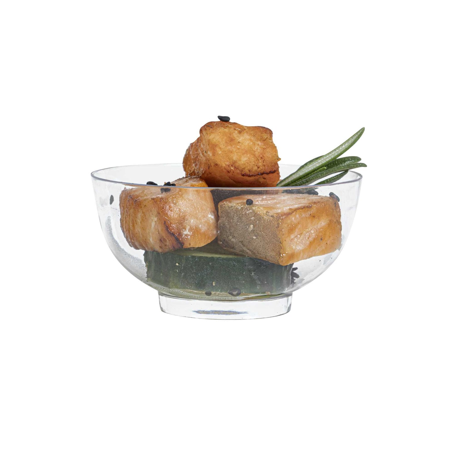 Mini Serve 2 oz Round Clear Plastic Coppa Bowl - 2 1/2" x 2 1/2" x 1" - 100 count box