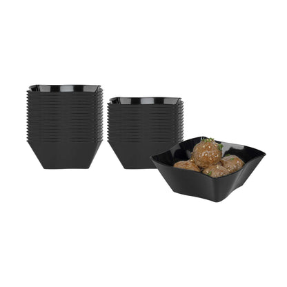 Mini Serve 6 oz Square Black Plastic Aqua Bowl - 3 1/4" x 3 1/4" x 1 1/2" - 100 count box