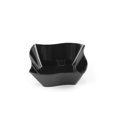 Mini Serve 6 oz Square Black Plastic Aqua Bowl - 3 1/4" x 3 1/4" x 1 1/2" - 100 count box