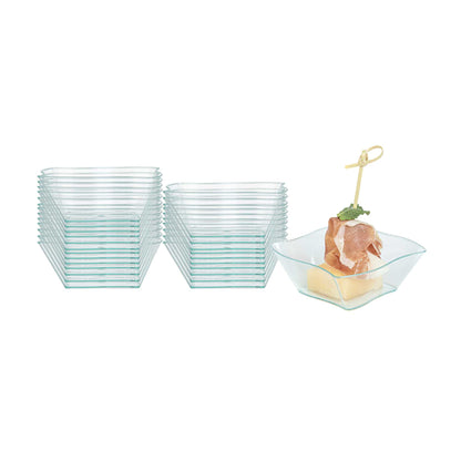 Mini Serve 6 oz Square Seagreen Plastic Aqua Bowl - 3 1/4" x 3 1/4" x 1 1/2" - 100 count box