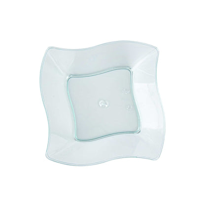 Mini Serve 6 oz Square Seagreen Plastic Aqua Bowl - 3 1/4" x 3 1/4" x 1 1/2" - 100 count box