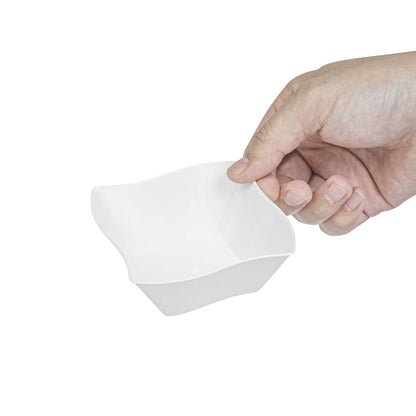 Mini Serve 6 oz Square White Plastic Aqua Bowl - 3 1/4" x 3 1/4" x 1 1/2" - 100 count box