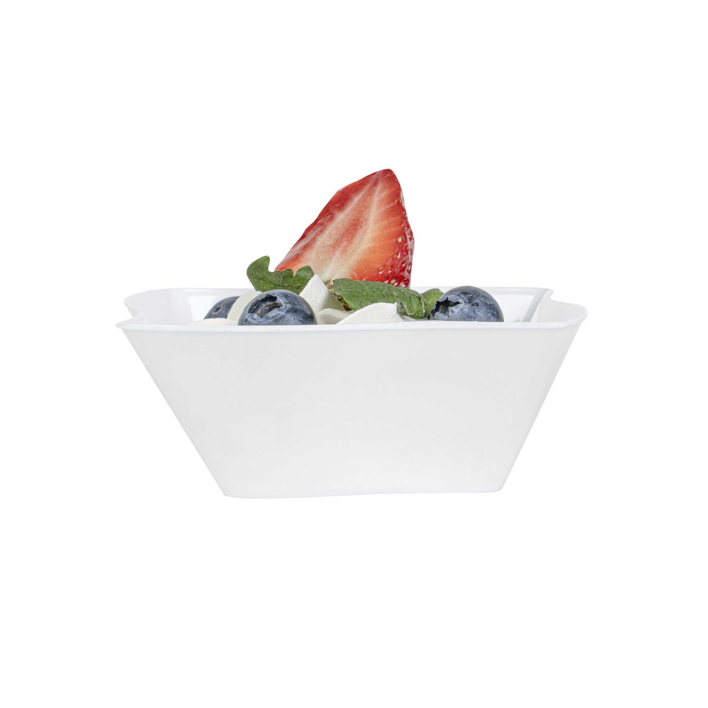 Mini Serve 6 oz Square White Plastic Aqua Bowl - 3 1/4" x 3 1/4" x 1 1/2" - 100 count box