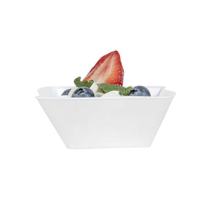 Mini Serve 6 oz Square White Plastic Aqua Bowl - 3 1/4" x 3 1/4" x 1 1/2" - 100 count box