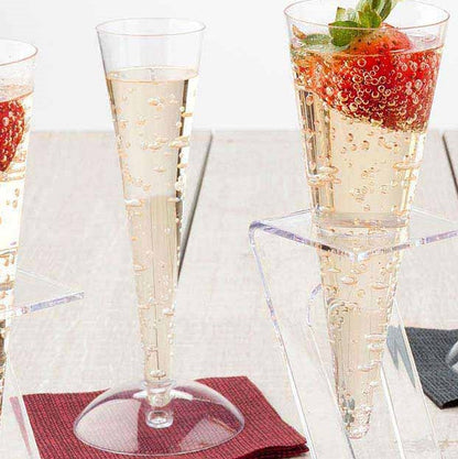 Bev Tek Round Clear Plastic Individual Champagne Flute Base - 2 1/2" x 1/4" - 100 count box