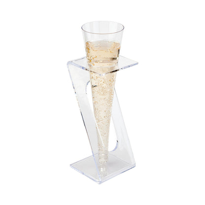Bev Tek Clear Plastic Individual Champagne Flute Stand - 6" x 2 1/4" x 2 1/4" - 5 count box