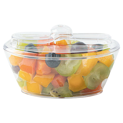 Mini Serve 4 oz Oval Clear Plastic Deli Cup - with Spork in Lid - 4 1/2" x 2 3/4" x 2 3/4" - 100 count box