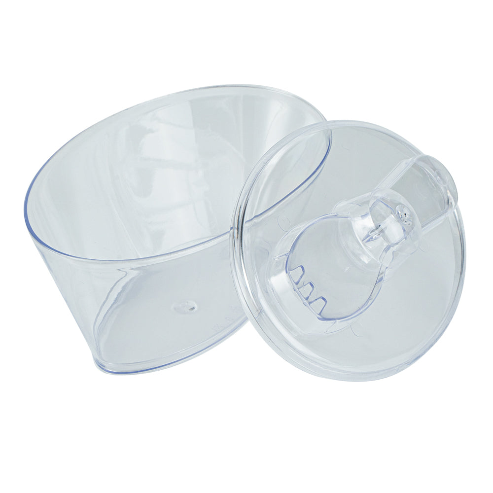 Mini Serve 4 oz Oval Clear Plastic Deli Cup - with Spork in Lid - 4 1/2" x 2 3/4" x 2 3/4" - 100 count box