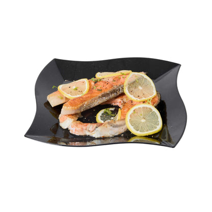 Maxi Serve Square Black Plastic Large Aqua Plate - 9" x 9" x 1/2" - 100 count box