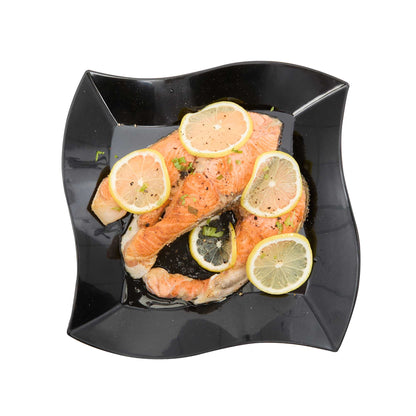 Maxi Serve Square Black Plastic Large Aqua Plate - 9" x 9" x 1/2" - 100 count box