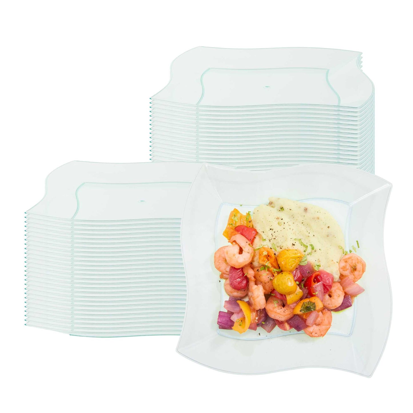 Square Seagreen Plastic Large Aqua Plate - 9" x 9" x 1/2" - 100 count box