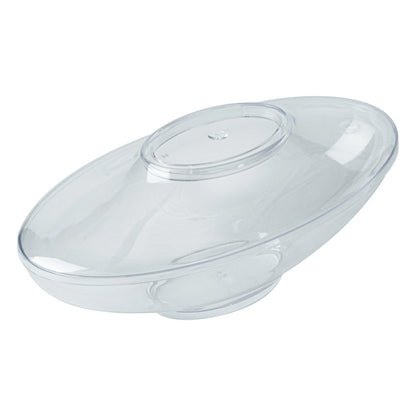 Mini Serve 6 oz Oval Clear Plastic Deli Cup - Stackable, with Lid - 5 1/2" x 3 1/4" x 2 1/2" - 100 count box