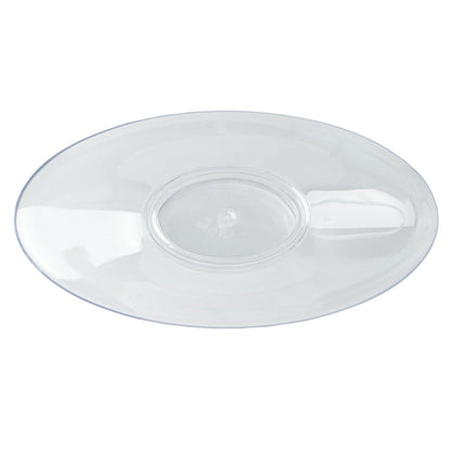 Mini Serve 6 oz Oval Clear Plastic Deli Cup - Stackable, with Lid - 5 1/2" x 3 1/4" x 2 1/2" - 100 count box