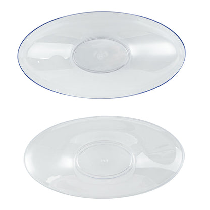 Mini Serve 6 oz Oval Clear Plastic Deli Cup - Stackable, with Lid - 5 1/2" x 3 1/4" x 2 1/2" - 100 count box