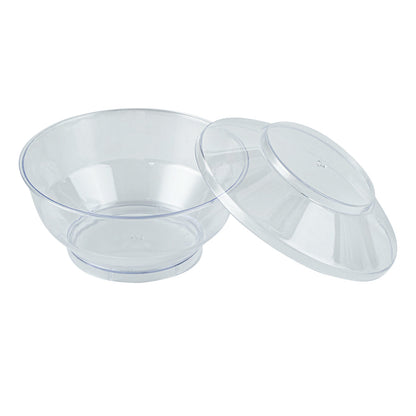 Mini Serve 4 oz Round Clear Plastic Medium Deli Cup - with Lid - 3 1/4" x 3 1/4" x 2" - 100 count box