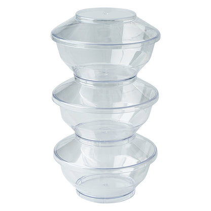 Mini Serve 4 oz Round Clear Plastic Medium Deli Cup - with Lid - 3 1/4" x 3 1/4" x 2" - 100 count box