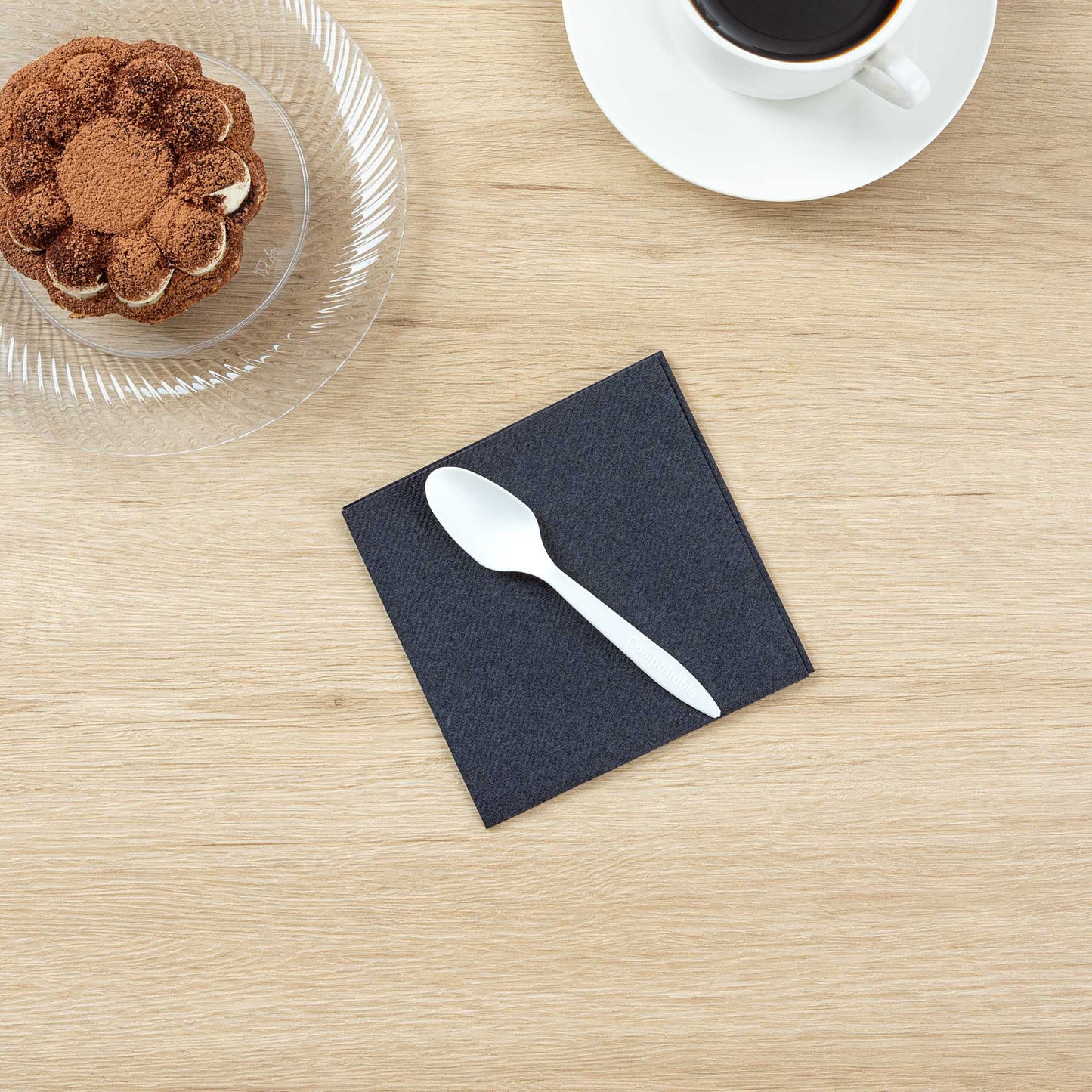 Basic Nature White CPLA Plastic Dessert Spoon - Compostable - 5" - 500 count box