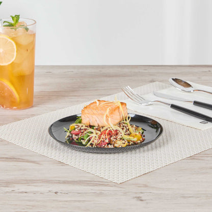 Maxi Serve Round Black Plastic Medium Elegant Plate - 7" x 7" - 100 count box