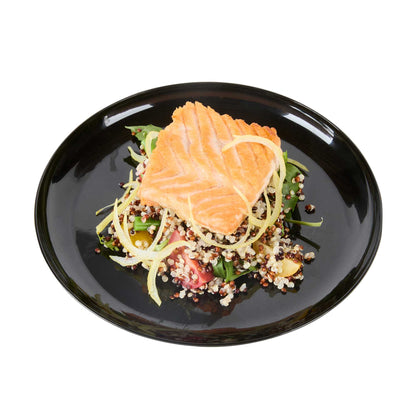 Maxi Serve Round Black Plastic Medium Elegant Plate - 7" x 7" - 100 count box