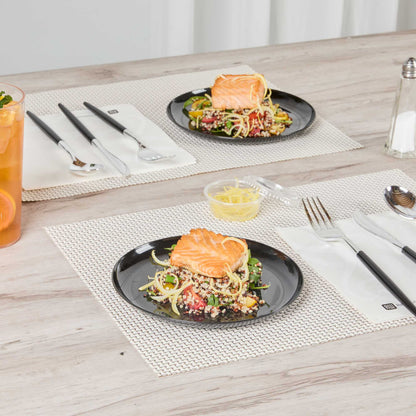 Maxi Serve Round Black Plastic Medium Elegant Plate - 7" x 7" - 100 count box