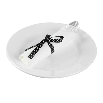 Moderna Clear Plastic Cutlery Set - with White Napkin, Polka Dot Ribbon - 7 1/4" x 2" x 1 3/4" - 100 count box