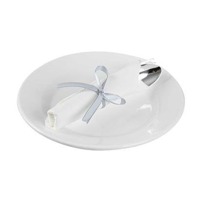 Argento Silver Plastic Cutlery Set - with White Napkin, Silver Ribbon - 7 1/4" x 2" x 1 3/4" - 100 count box